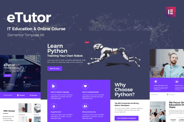 eTutor - Education & Online Course Elementor Template Kit